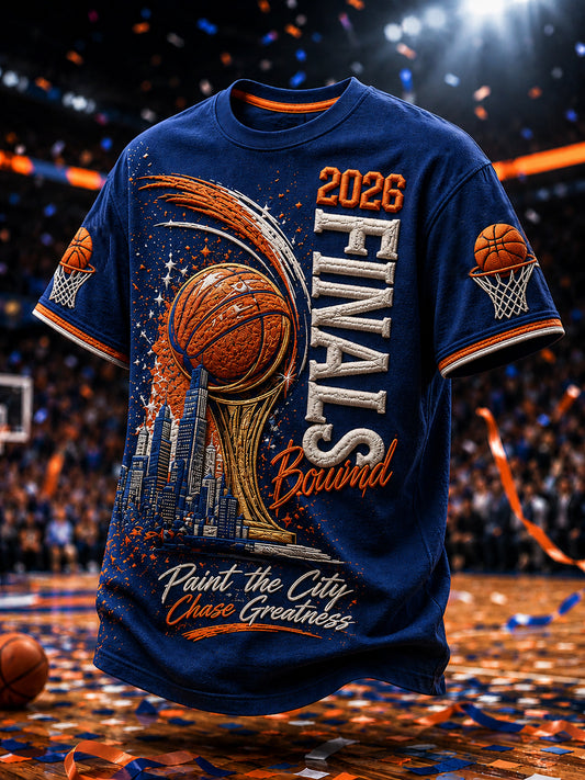 Camiseta de manga corta con estampado para aficionados al baloncesto, estilo clásico para hombre