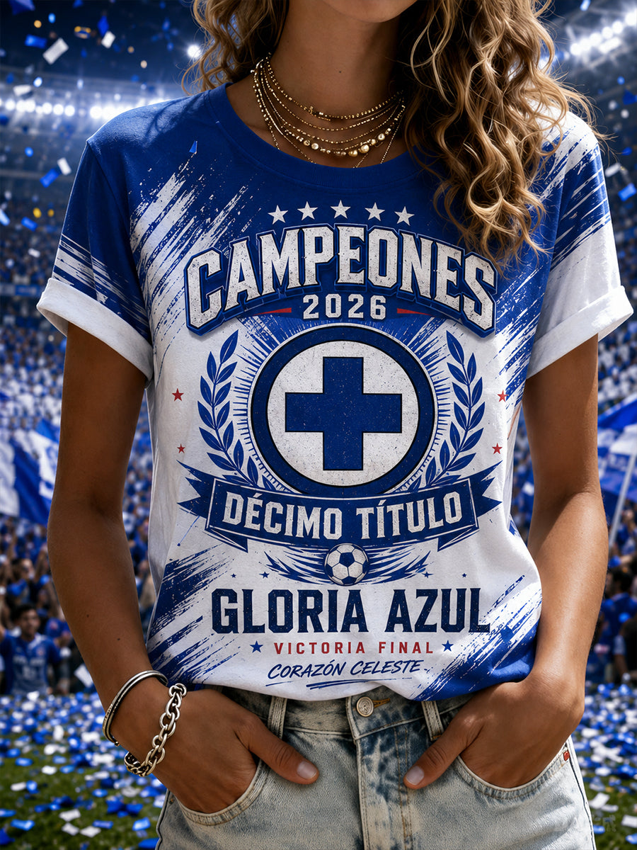 Camiseta de manga corta con temática de fútbol para mujer