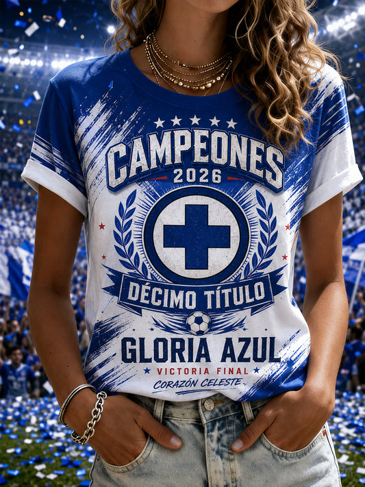 Camiseta de manga corta con temática de fútbol para mujer