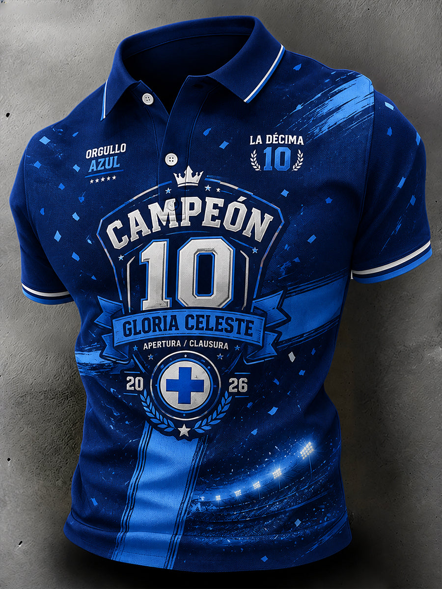 Polo de celebración con estampado temático de fútbol para hombre