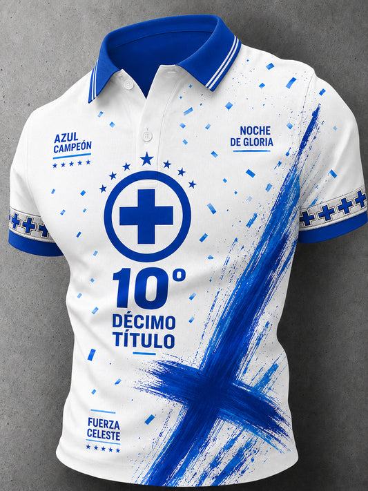 Polo de celebración con estampado deportivo de fútbol para hombre