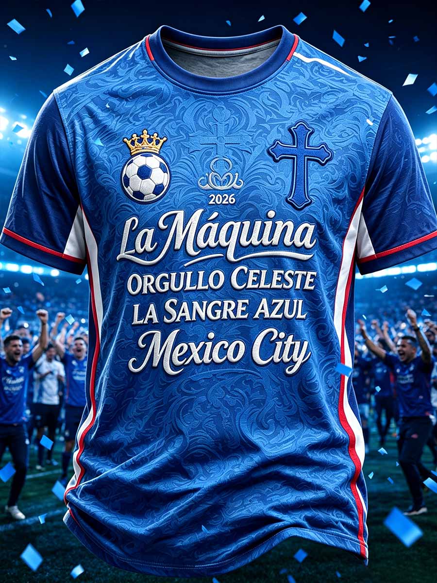 Camiseta con estampado del equipo Cruz Azul de México para hombre