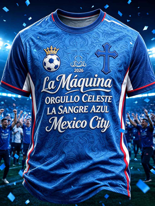 Camiseta con estampado del equipo Cruz Azul de México para hombre