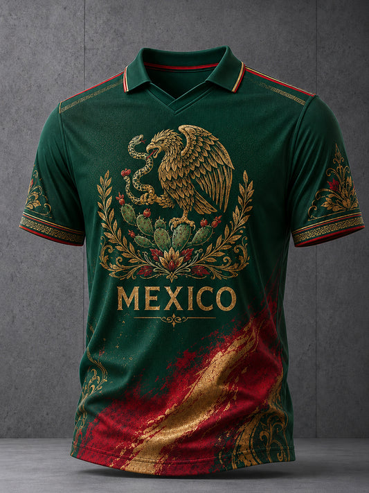 Partido de fútbol mexicano Cheering Art Print V-Neck Top de los hombres