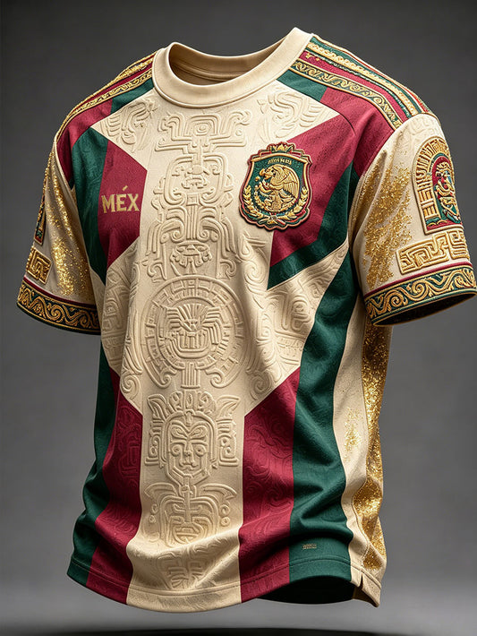 Camiseta estampada con diseño artístico para amantes del fútbol mexicano, para hombre