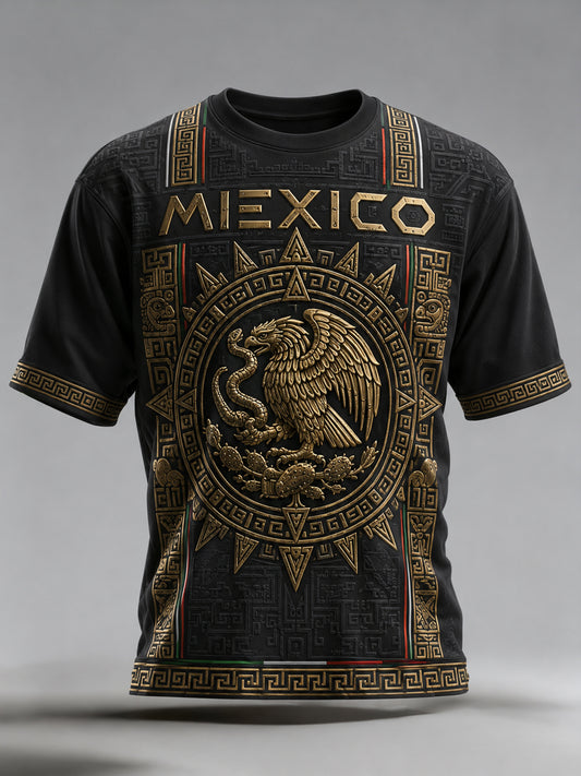 Camiseta estampada con motivos de animación en un partido de fútbol mexicano para hombre