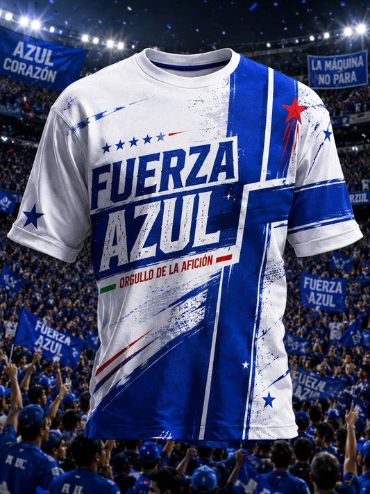 Camiseta con estampado de arte para aficionados al fútbol del Cruz Azul (México) para hombre