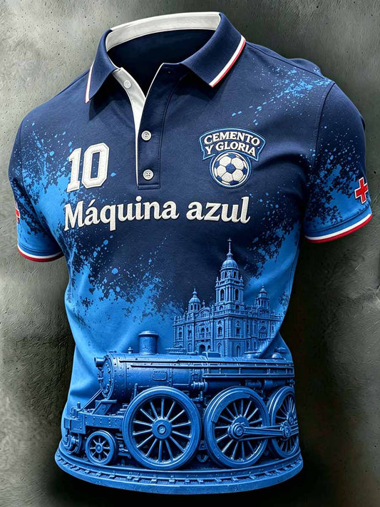Polo estampado mexicano de Cruz Azul para hombre