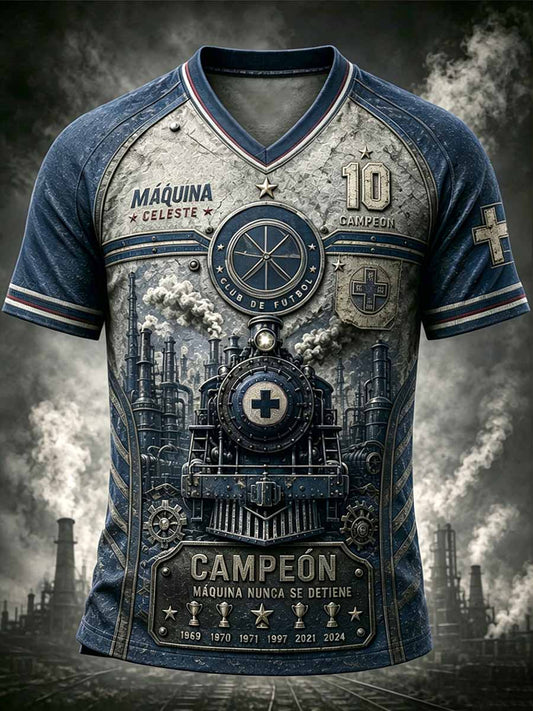 Camiseta con estampado Cruz Mexicana Azul para hombre