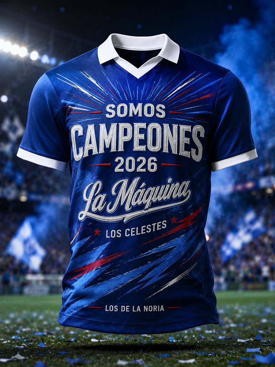 Camisa casual estampada Campeones 2026 para hombre