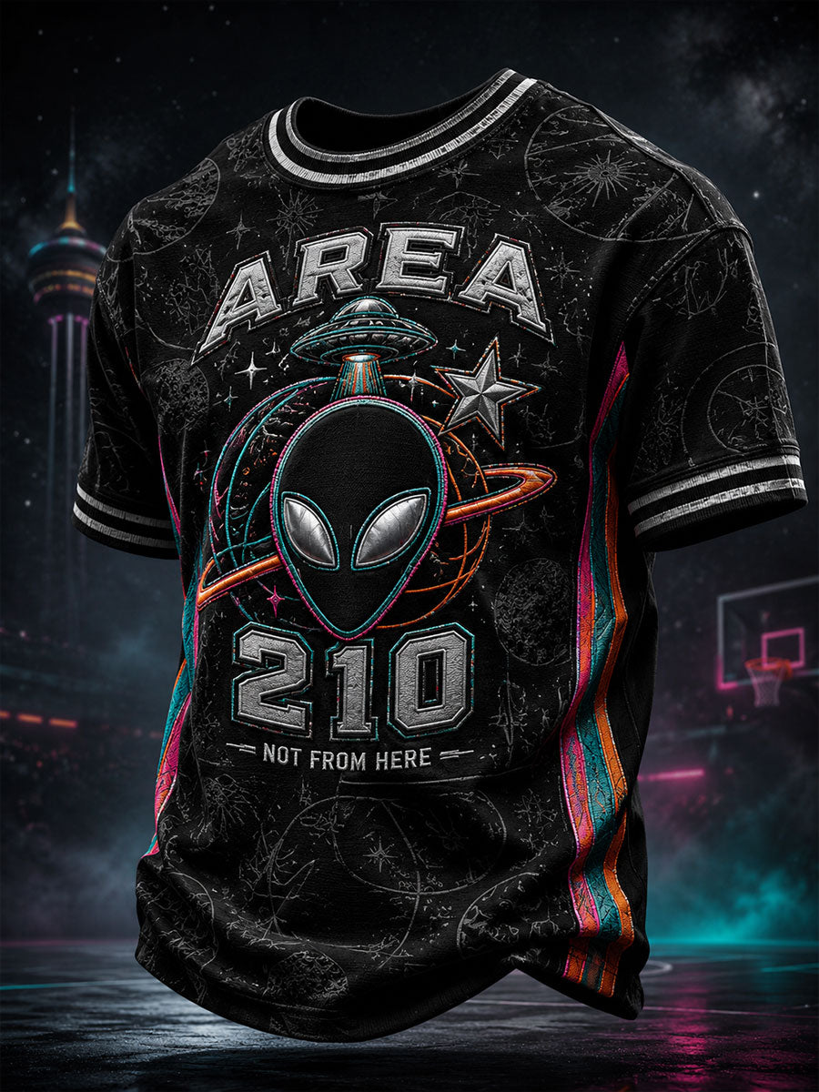 Camiseta estampada para amantes del baloncesto con diseño de arte alienígena para hombre