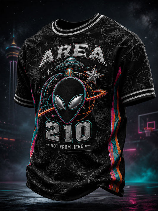 Camiseta estampada para amantes del baloncesto con diseño de arte alienígena para hombre