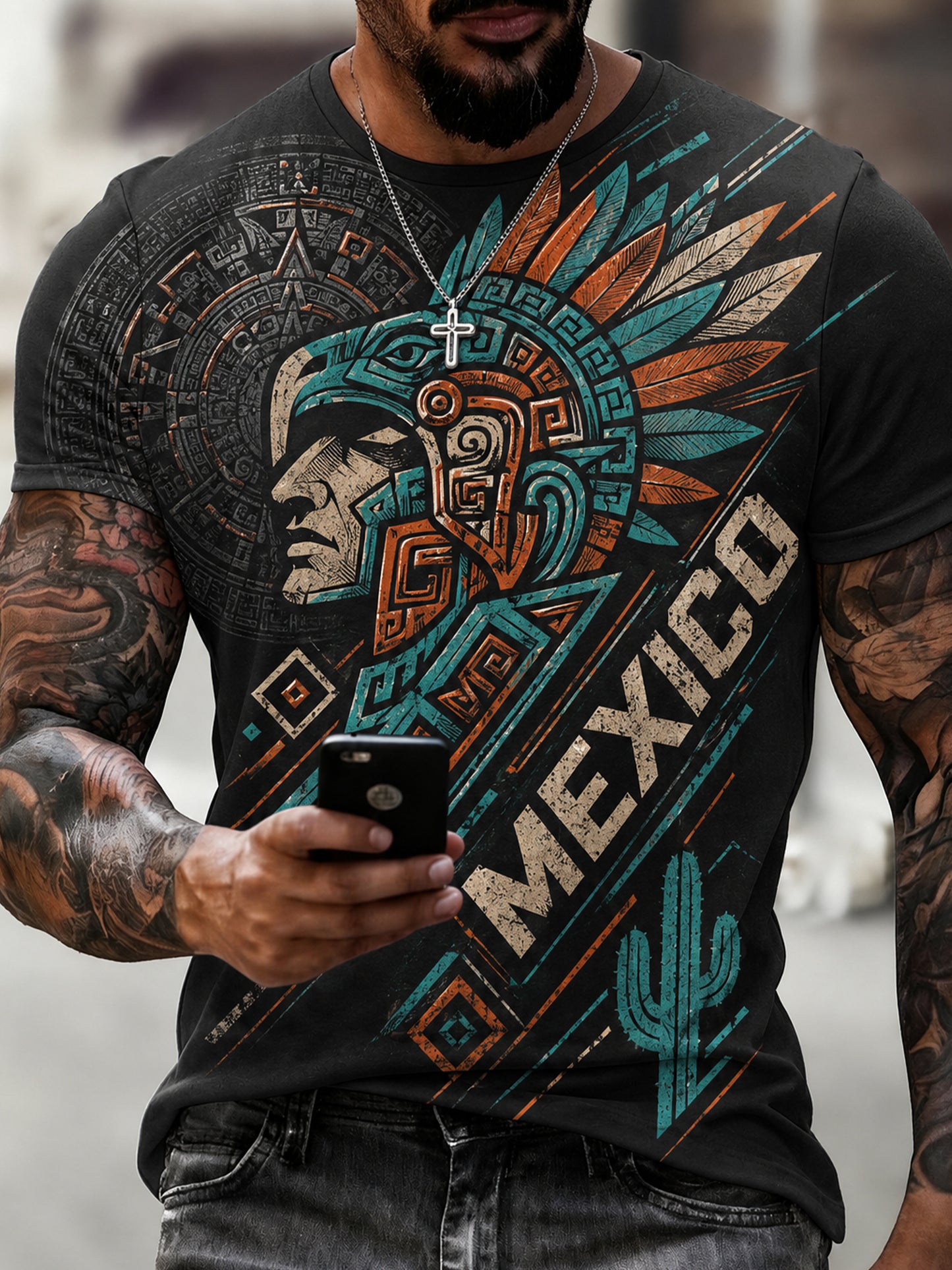 Camiseta con estampado de arte para aficionados al fútbol mexicano para hombre