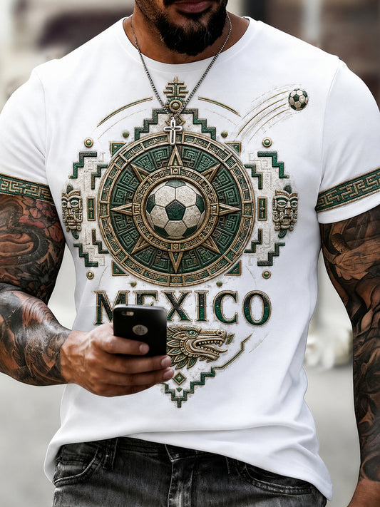 Camiseta con estampado de arte para aficionados al fútbol mexicano para hombre