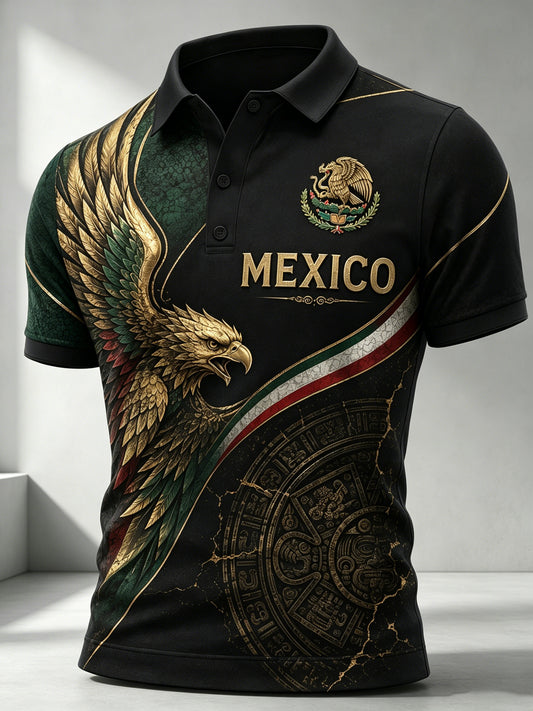 México Fútbol Fan Art Print Polo de los hombres