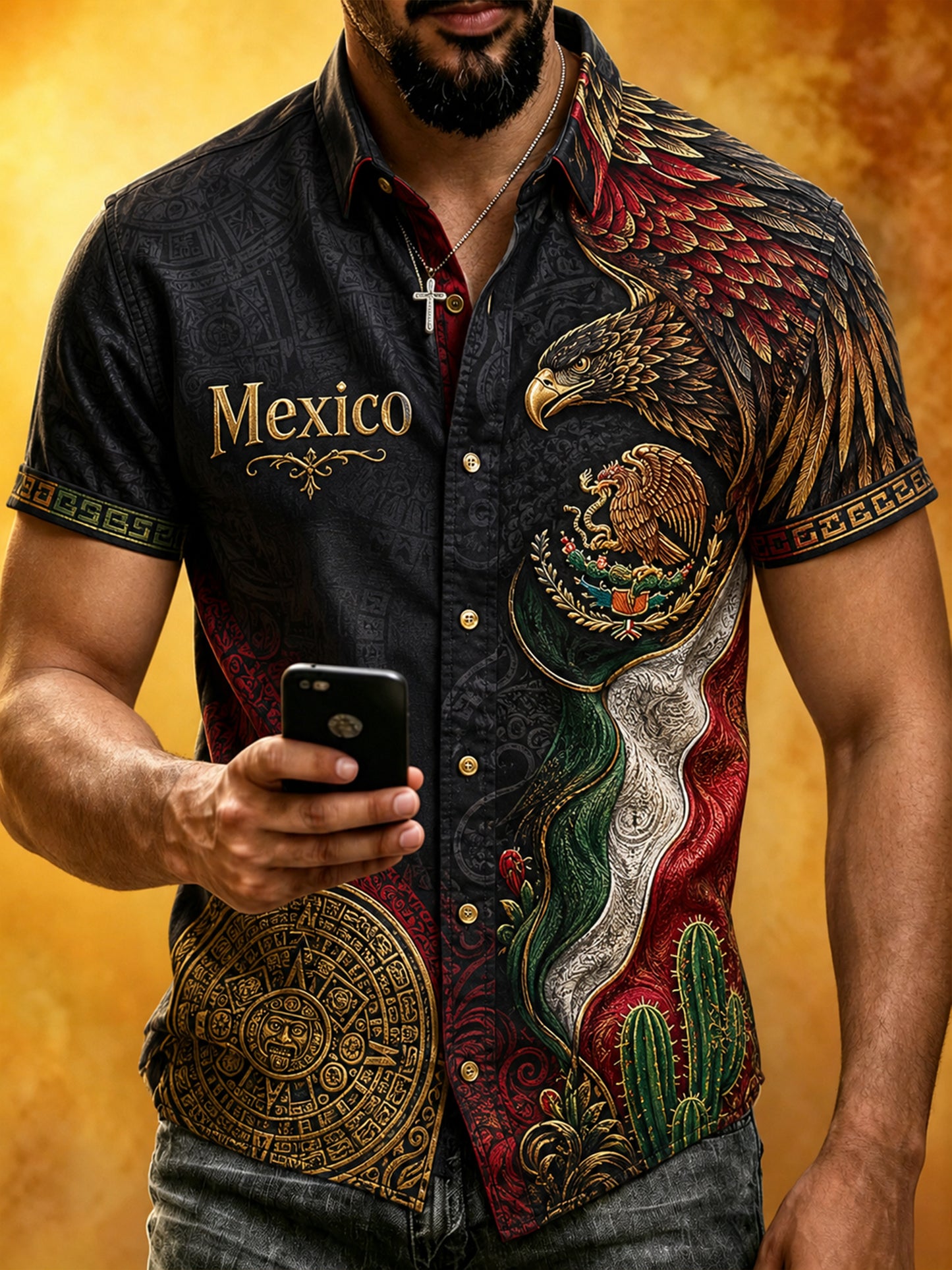 Camisa mexicana de la impresión del arte del ventilador del fútbol de los hombres