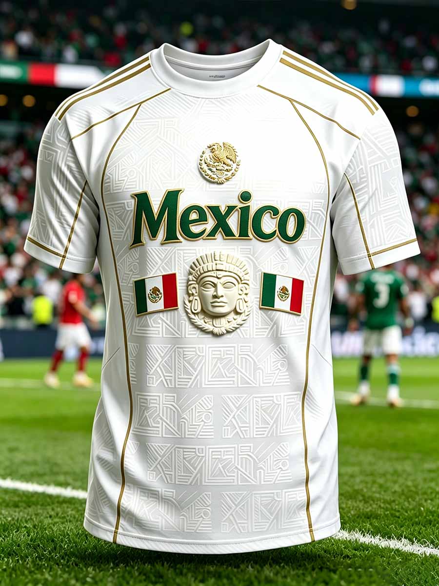 Camiseta estampada con arte totem tribal mexicano para hombre