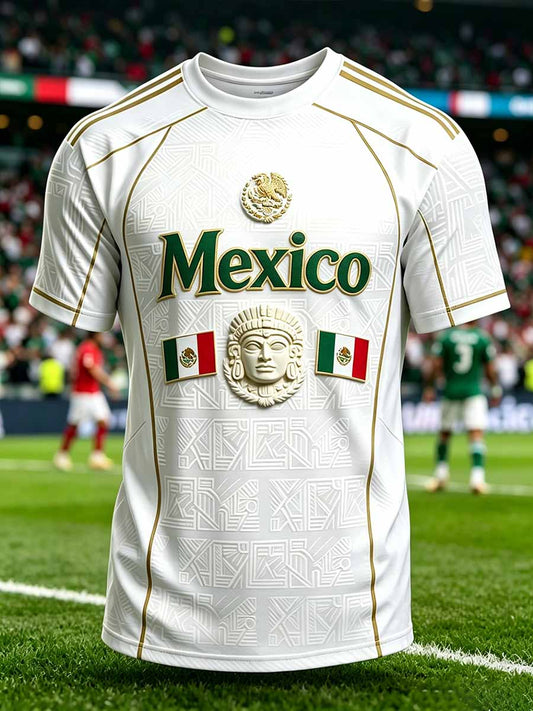 Camiseta estampada con arte totem tribal mexicano para hombre