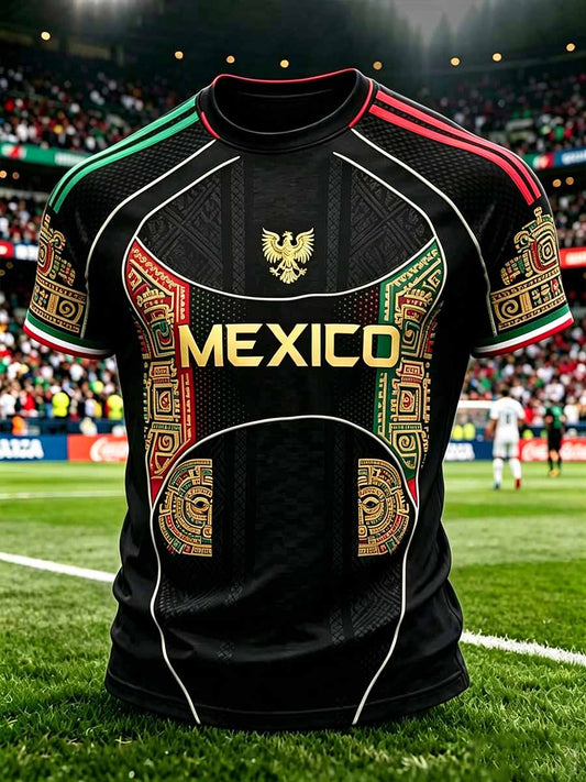 Camiseta estampada arte tribal mexicano del tótem de los hombres