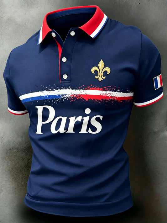 Polo con estampado artístico de apoyo al equipo masculino del París Saint-Germain en un partido de fútbol