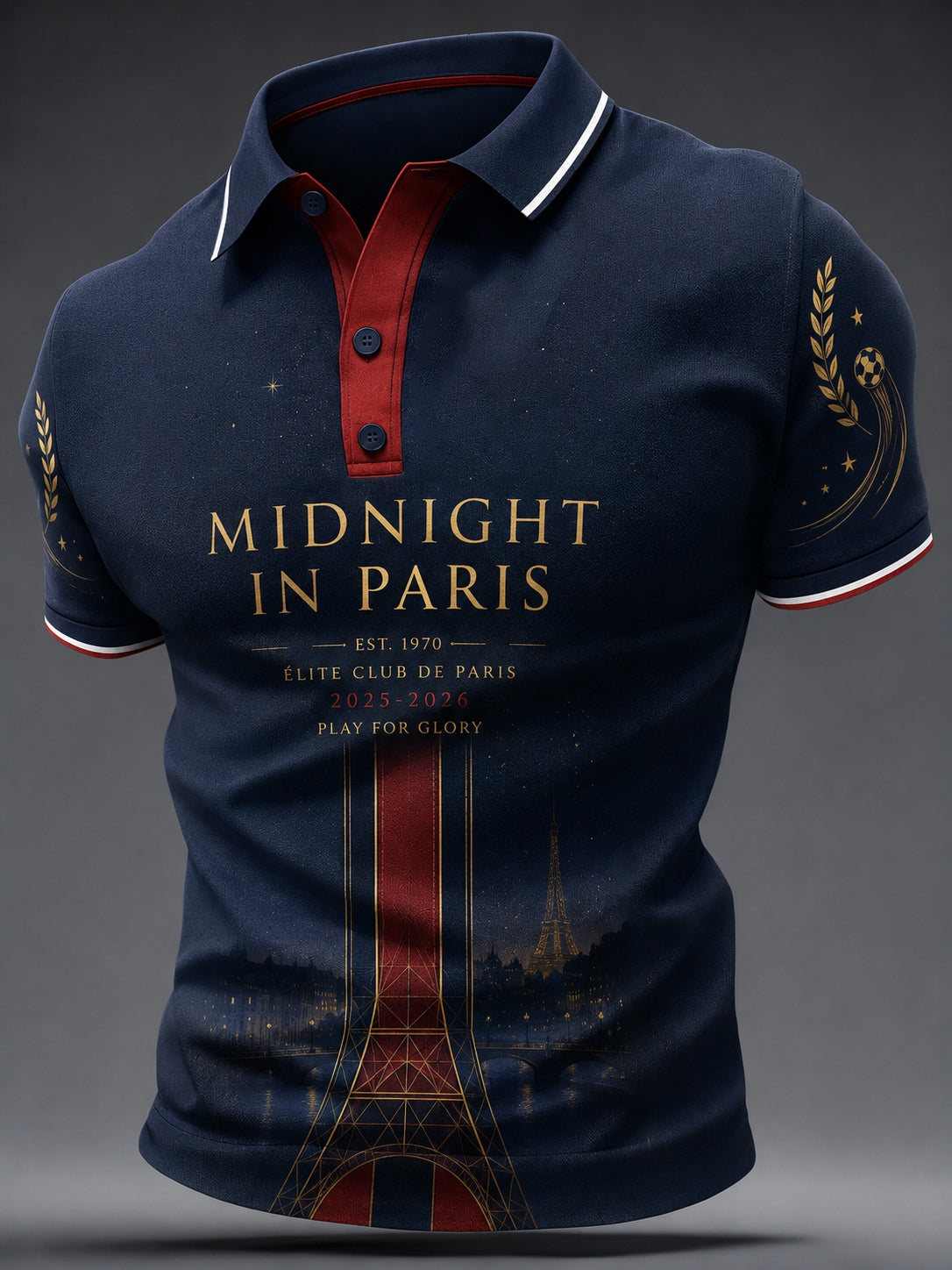 Camiseta informal con estampado de fútbol de París para hombre