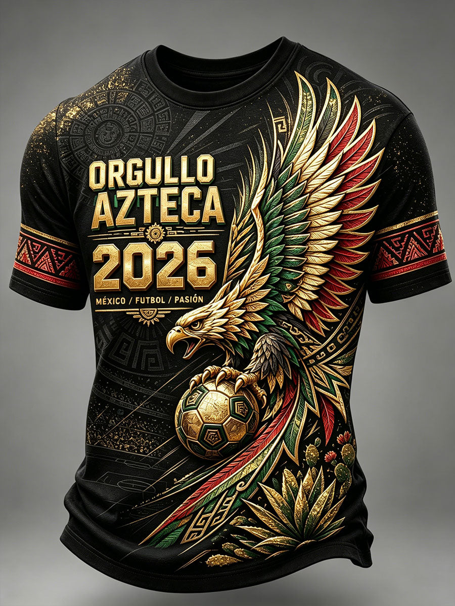 Camiseta estampada con diseño artístico para amantes del fútbol mexicano, para hombre