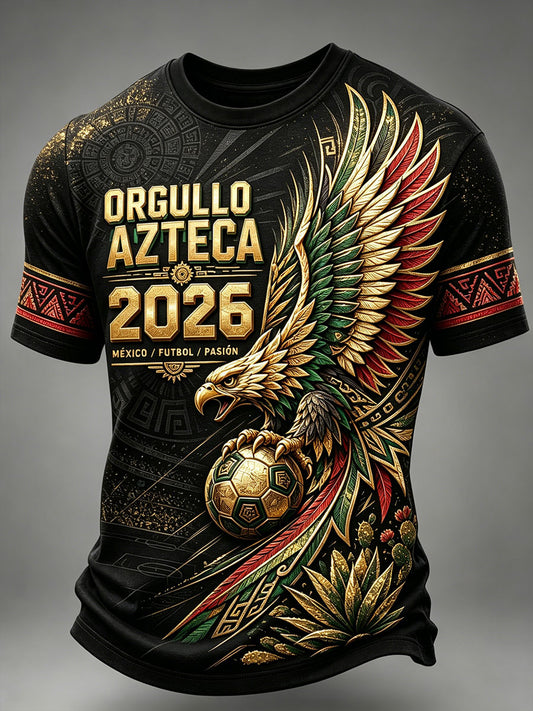 Camiseta estampada con diseño artístico para amantes del fútbol mexicano, para hombre