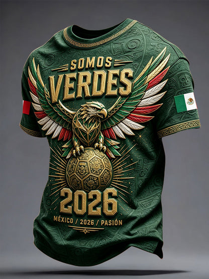 Camiseta estampada con diseño artístico para amantes del fútbol mexicano, para hombre