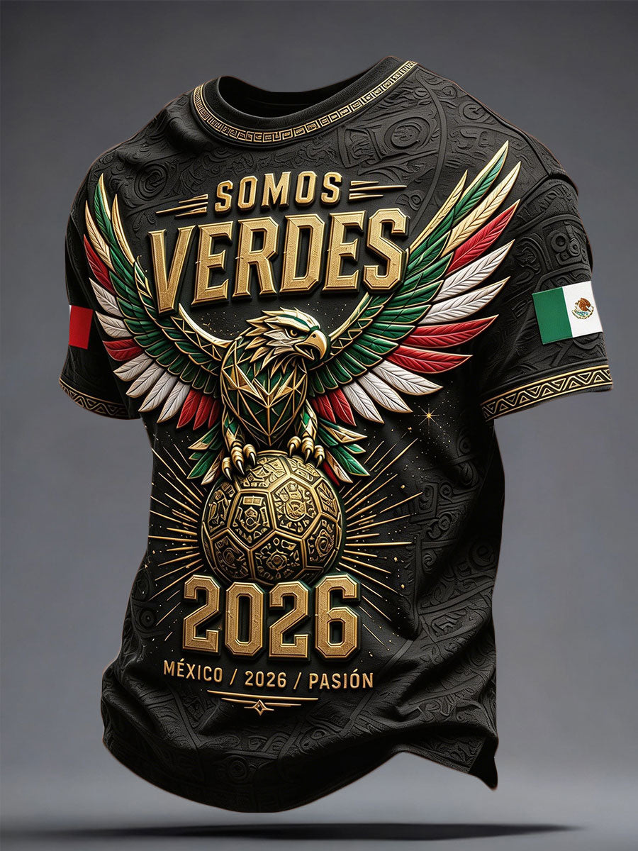 Camiseta estampada con diseño artístico para amantes del fútbol mexicano, para hombre