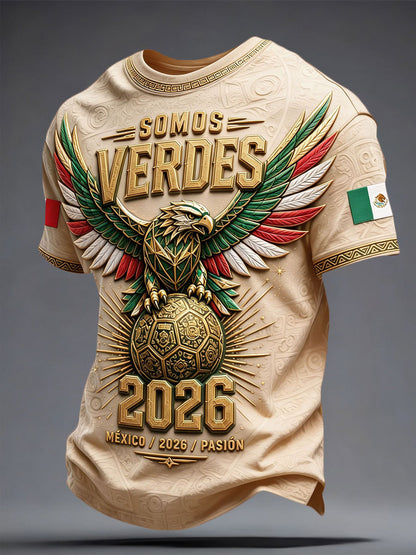 Camiseta estampada con diseño artístico para amantes del fútbol mexicano, para hombre