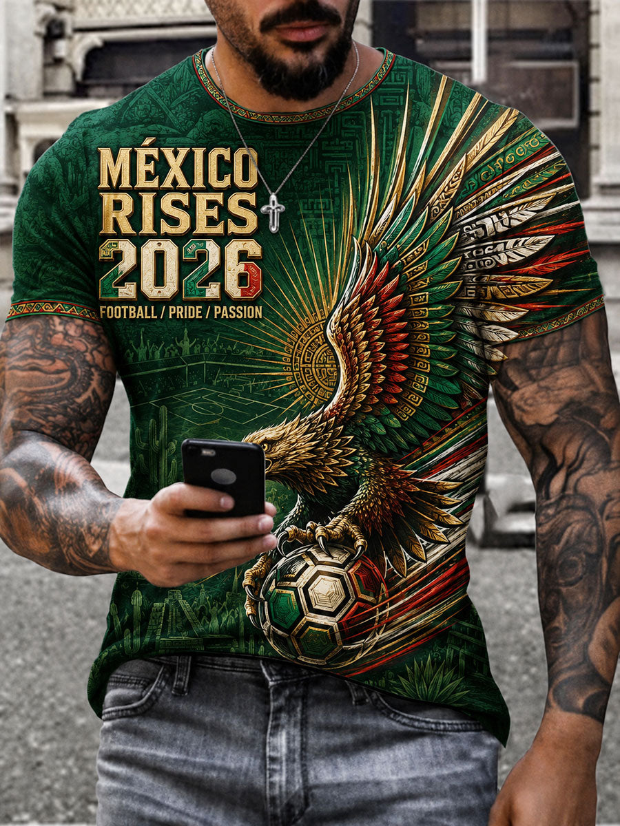 Camiseta estampada con diseño artístico para amantes del fútbol mexicano, para hombre