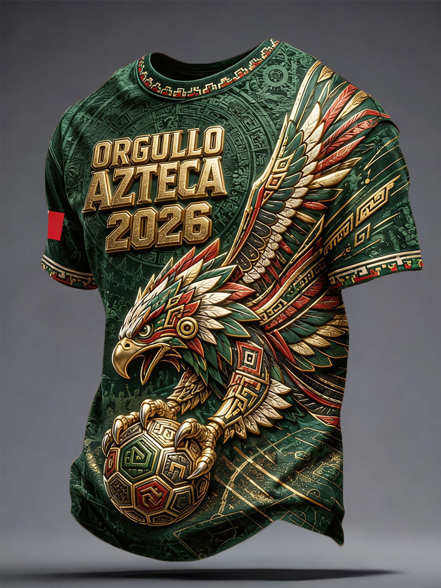 Camiseta estampada con diseño artístico para amantes del fútbol mexicano, para hombre