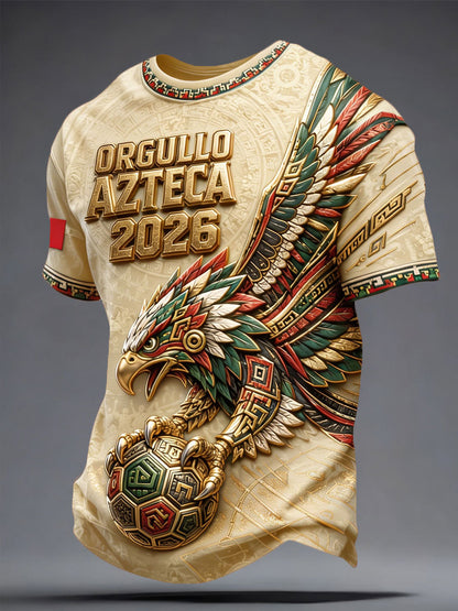 Camiseta estampada con diseño artístico para amantes del fútbol mexicano, para hombre