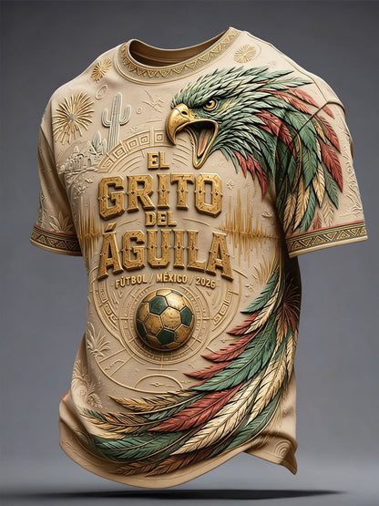 Camiseta estampada con diseño artístico para amantes del fútbol mexicano, para hombre