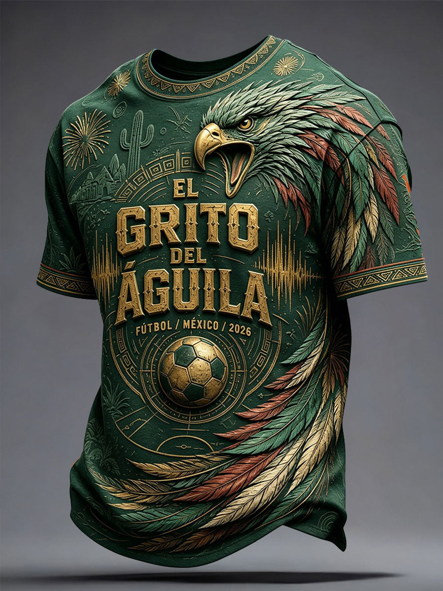 Camiseta estampada con diseño artístico para amantes del fútbol mexicano, para hombre