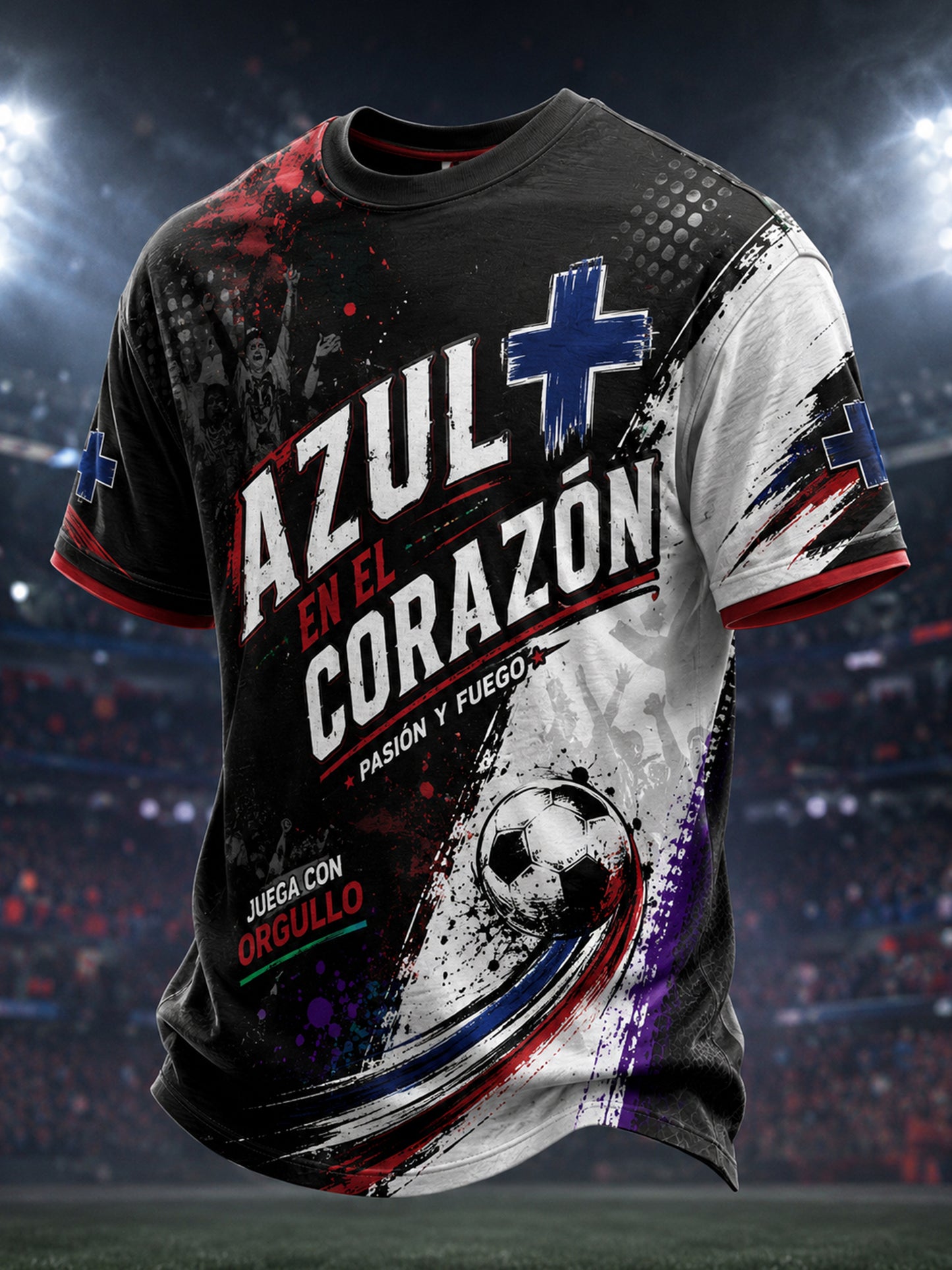 Camiseta estampada de arte para animar al fútbol con la Cruz Azul mexicana para hombre