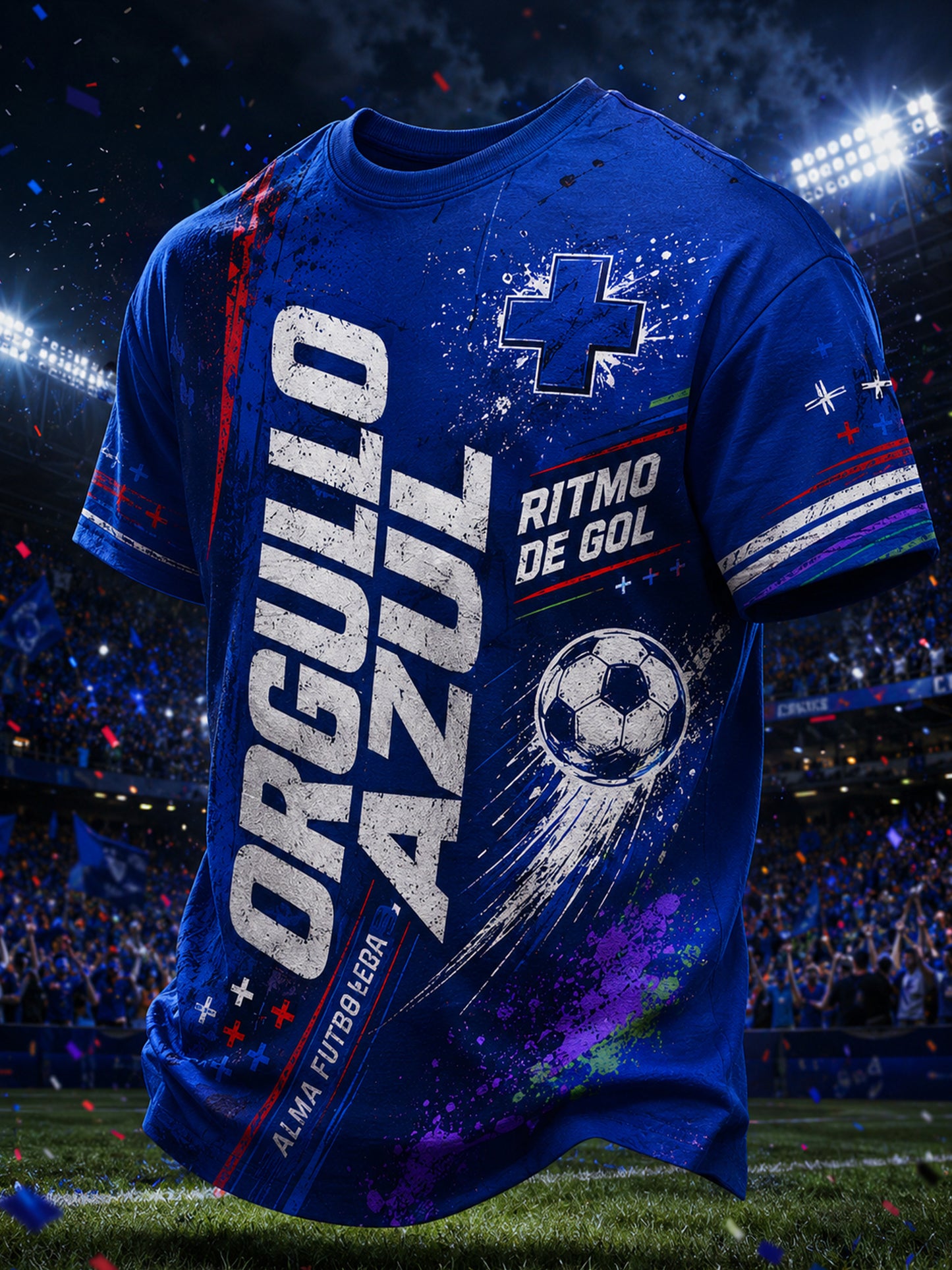 Camiseta estampada de arte para animar al fútbol con la Cruz Azul mexicana para hombre