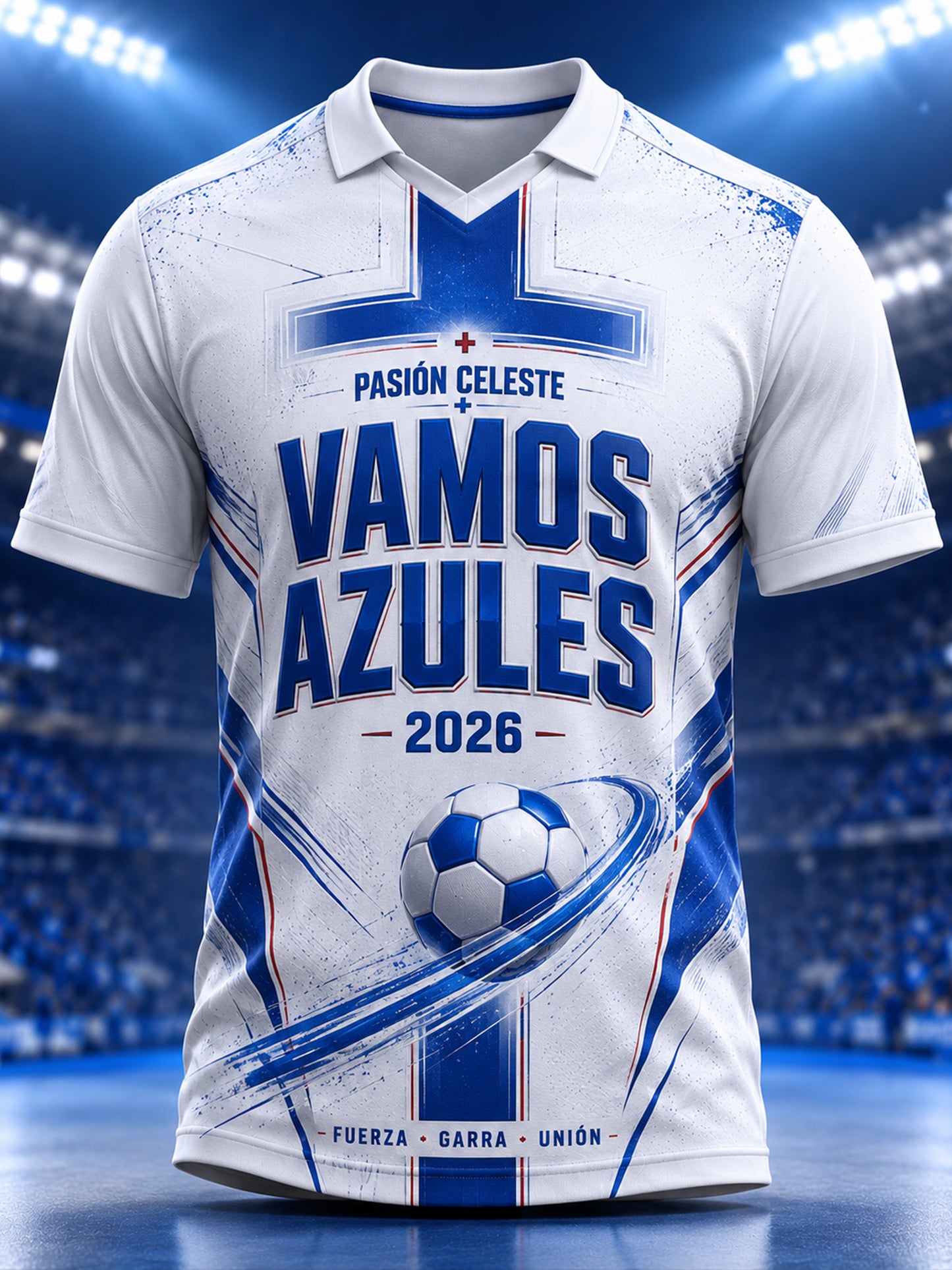 Mexican Blue Cross Football Cheering Art Print V-Neck Top para hombre