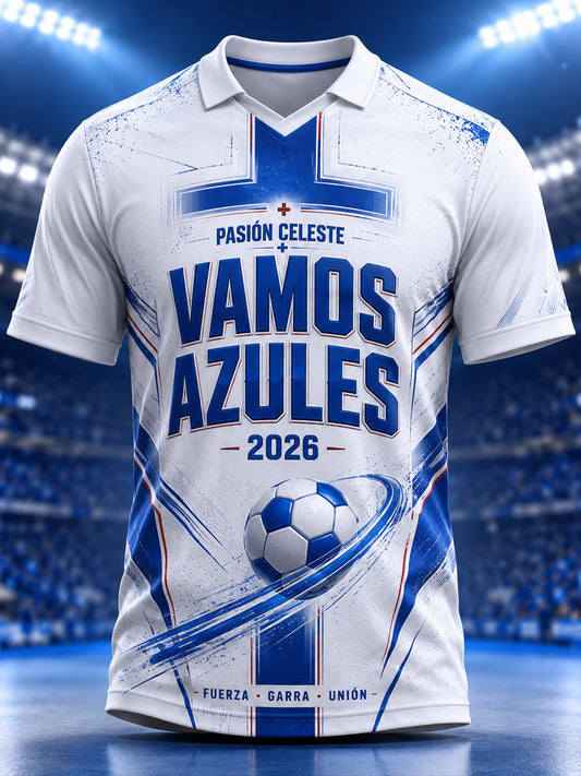 Mexican Blue Cross Football Cheering Art Print V-Neck Top para hombre