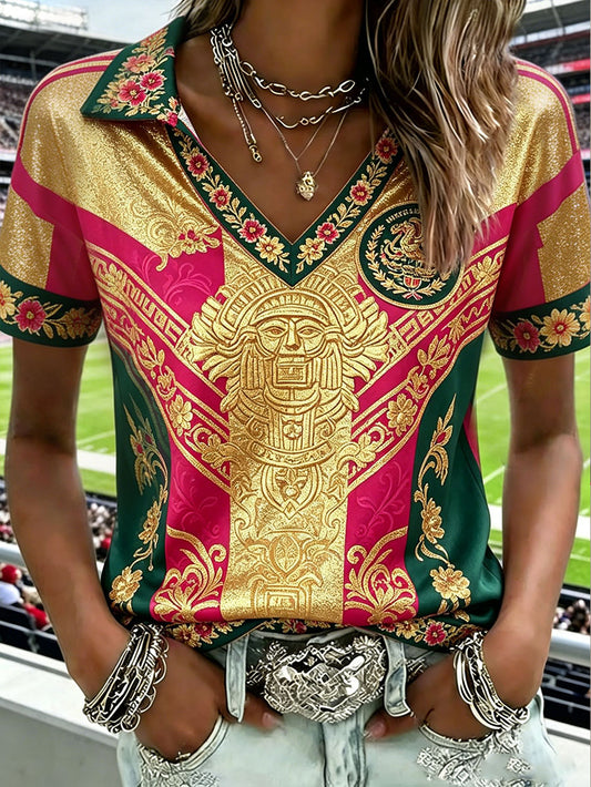 Mujeres México Fútbol Amante Arte Impreso Casual Tops