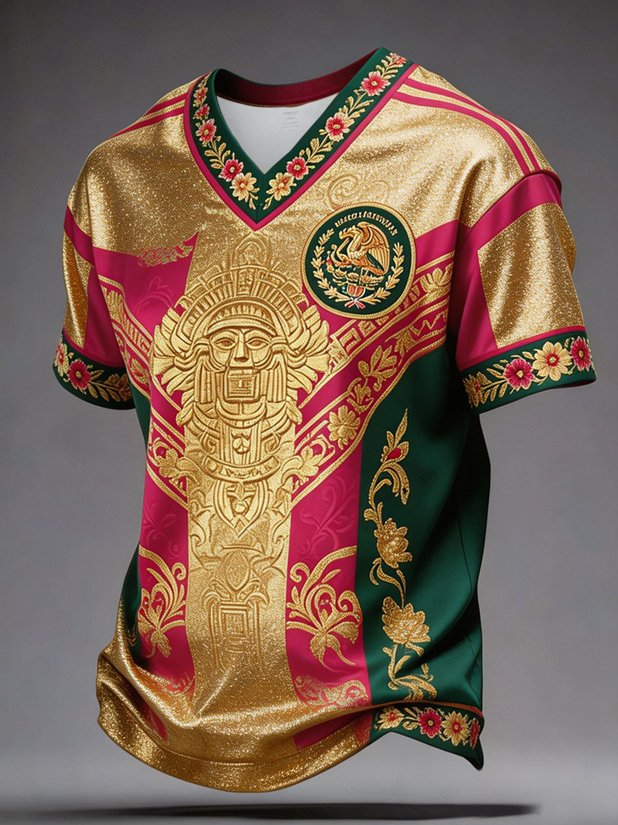 Camiseta estampada con diseño artístico para amantes del fútbol mexicano, para hombre