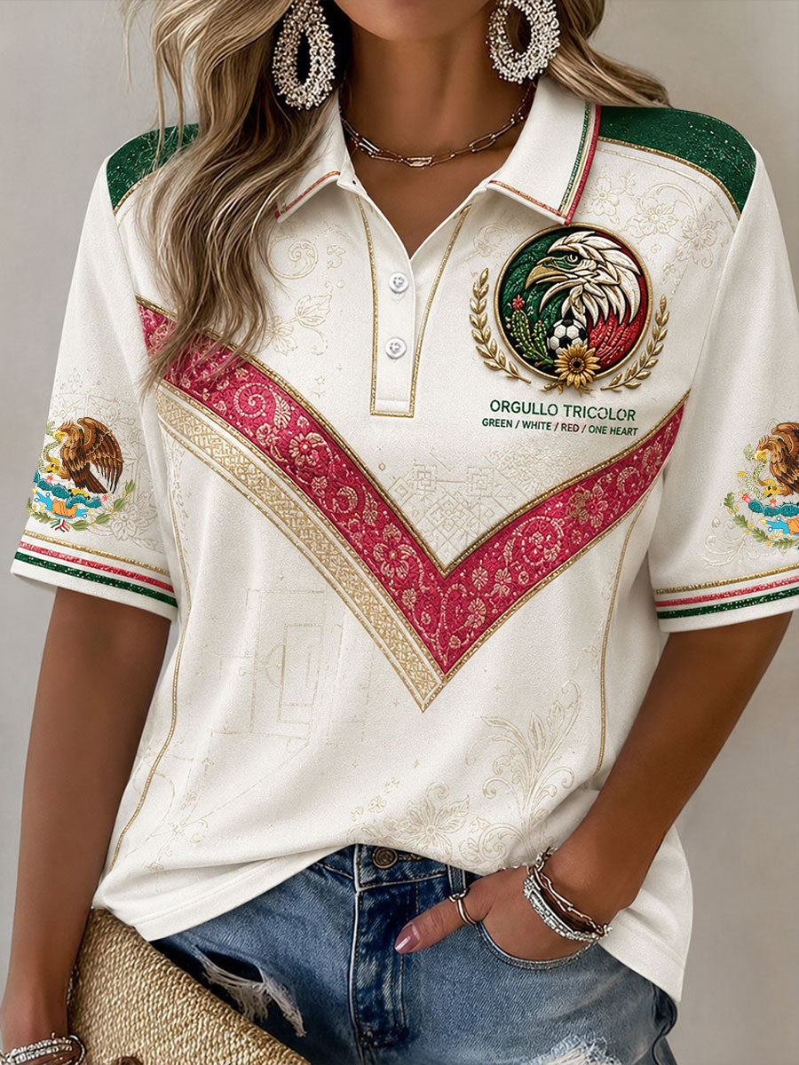 Camisetas casuales con estampado artístico para amantes del fútbol mexicano, diseño para mujer