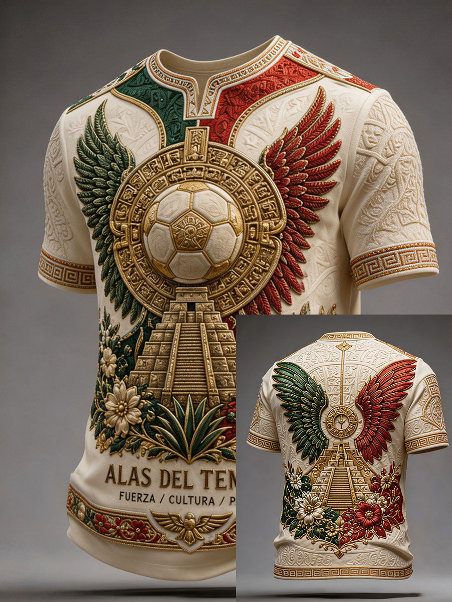Camiseta estampada con diseño artístico para amantes del fútbol mexicano, para hombre