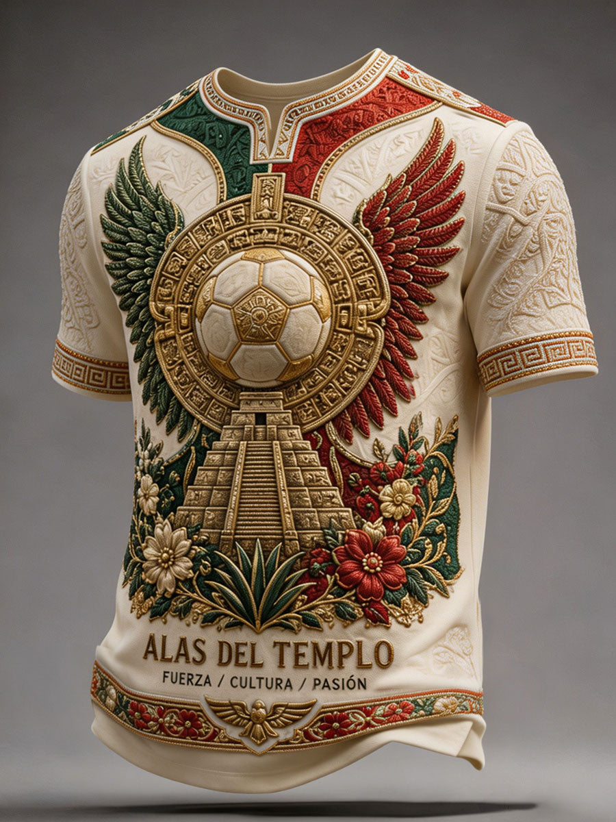 Camiseta estampada con diseño artístico para amantes del fútbol mexicano, para hombre