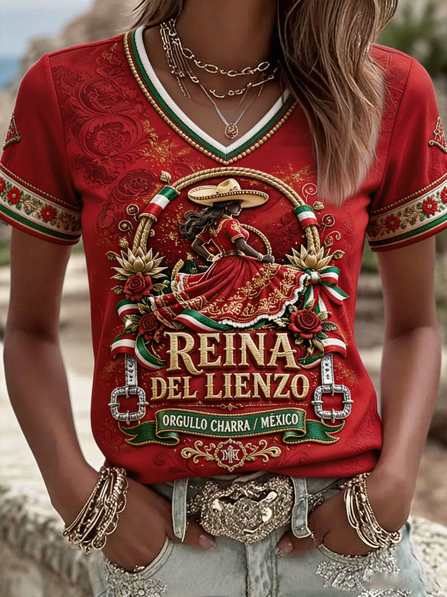 Camiseta estampada para mujer de México, orgullo charro de Jalisco