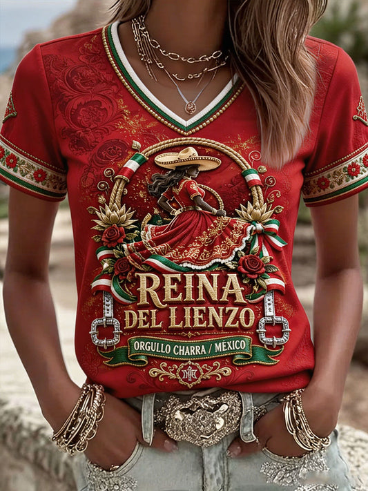Camiseta estampada para mujer de México, orgullo charro de Jalisco