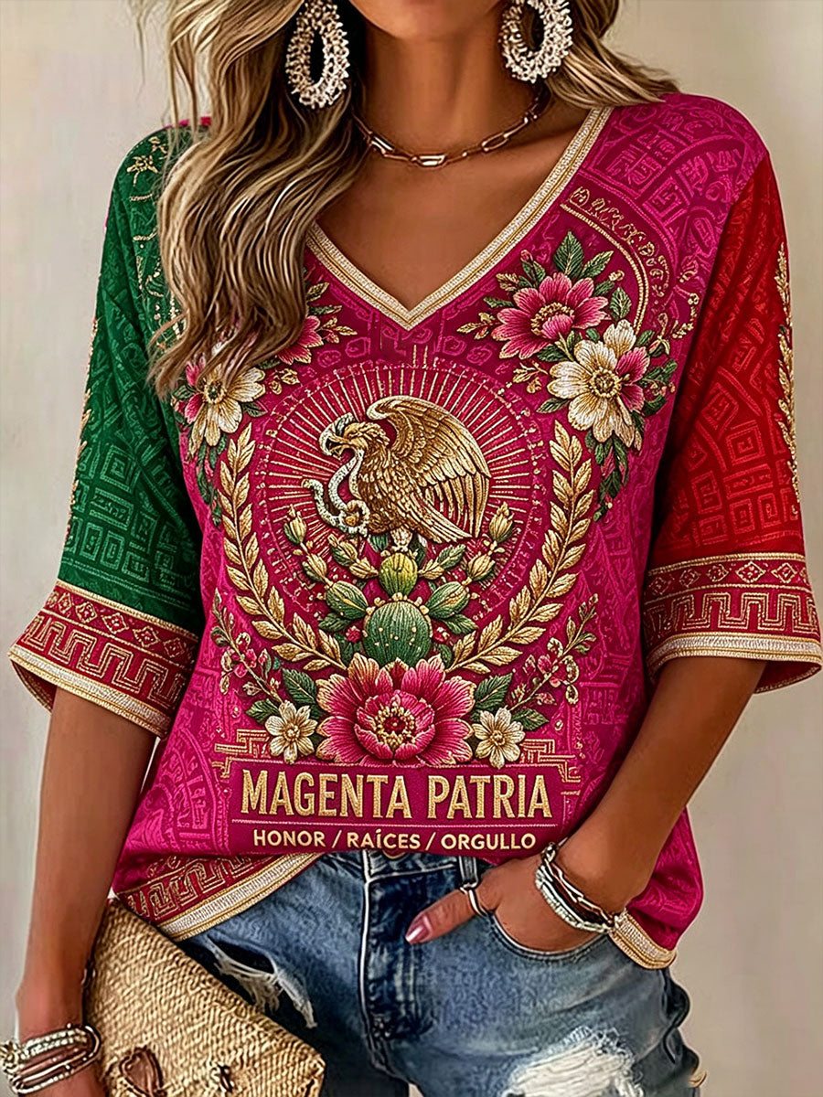 Camiseta estampada México Football Lover Art para mujer
