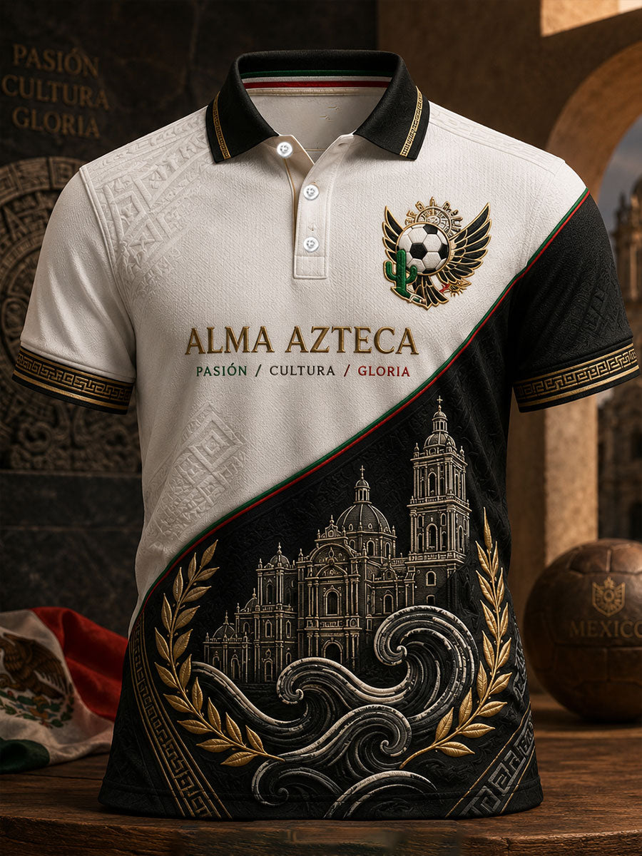Arte del amante del fútbol de México de los hombres Impreso Tops casuales