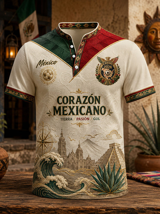 Camisetas casuales con estampado artístico para amantes del fútbol mexicano, para hombre