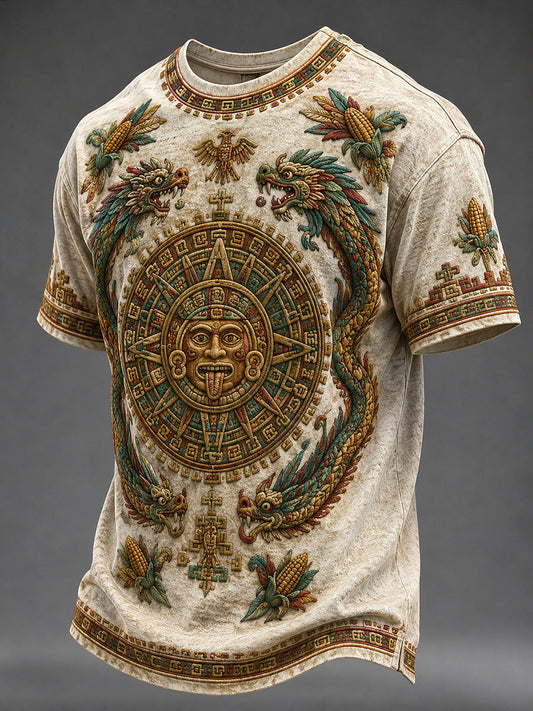 Camiseta casual con estampado azteca para hombre